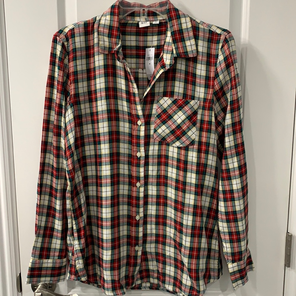 Gap factory holiday plaid shirt